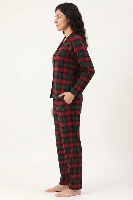 Zivame Flannel Woven Pyjama Set - Alpine Green — image 2